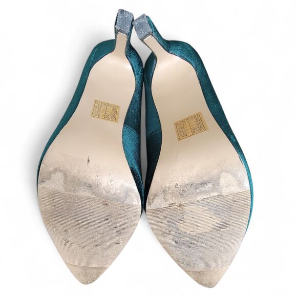 Forever 21 Green Velvet Women's Heels Size 8.5 Pumps Cocktail Party Glam Wedding - Picture 4 of 7